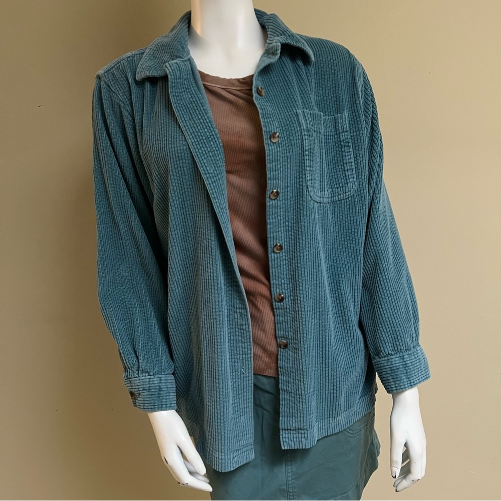 L.L. Bean Teal Comfort Corduroy Relaxed Button-Up Shirt Jacket Women’s Medium